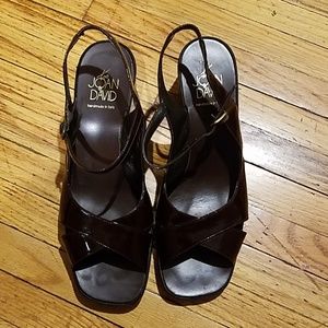 Joan & David Too Brown Leather Patent Shoe sz 7.5
